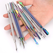 Nail Art Rainbow Color Double Side Stainless Steel Manicure Tools Cuticle Pusher